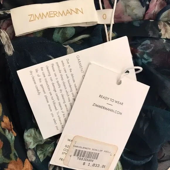 NWT zimmermann wavelength scallop silk dress - Picture 11 of 11